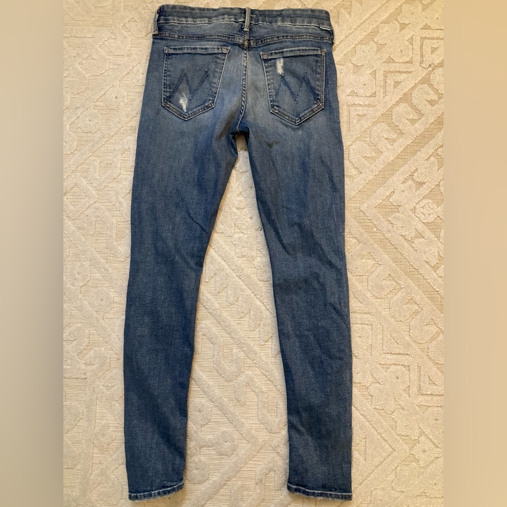 MOTHER High Rise Ripped Jeans - Light Blue - Picture 6 of 6